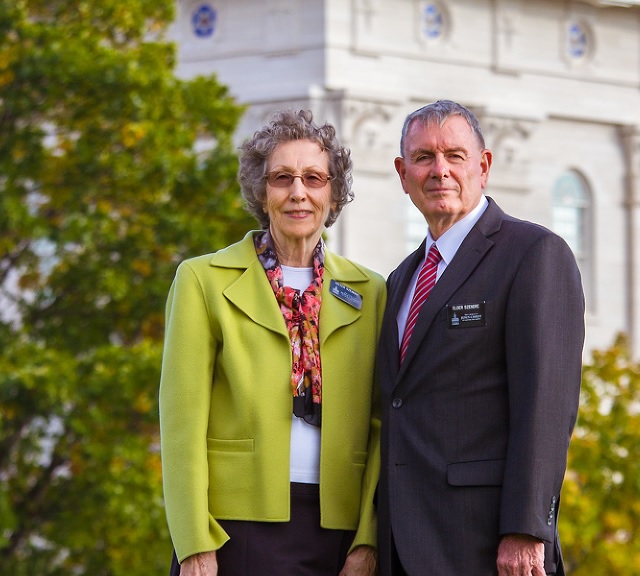 temple missionaries standing outside